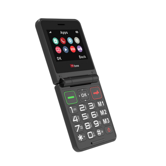 TTfone TT660 Flip Big Button Mobile with Vodafone Pay As You Go SIM, USB C Mains Charger