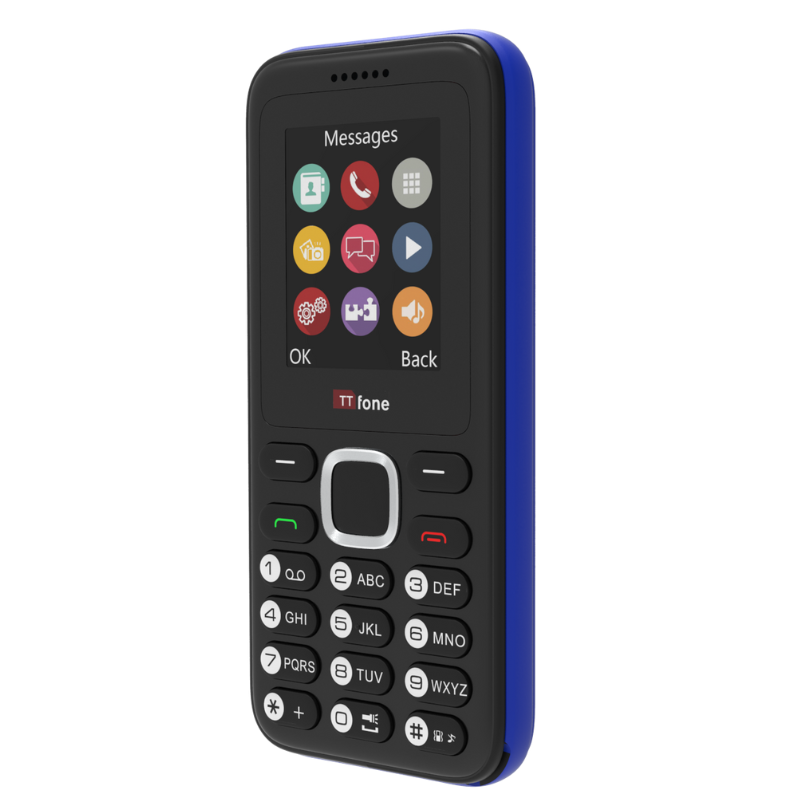 TTfone TT150 Blue Warehouse Deals - Dual SIM Mobile with Mains Charger, Giff Gaff Pay As You Go