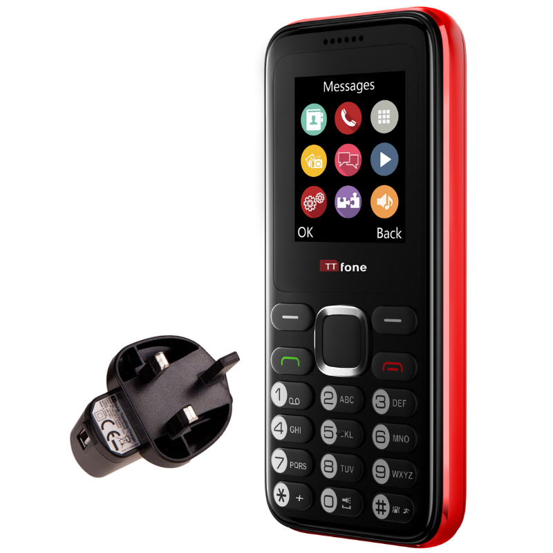 TTfone TT150 Red Dual SIM with Mains Charger