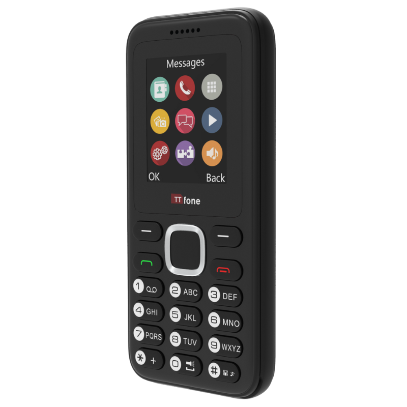TTfone TT150 Black Dual SIM Mobile with USB Cable, Giff Gaff Pay As You Go