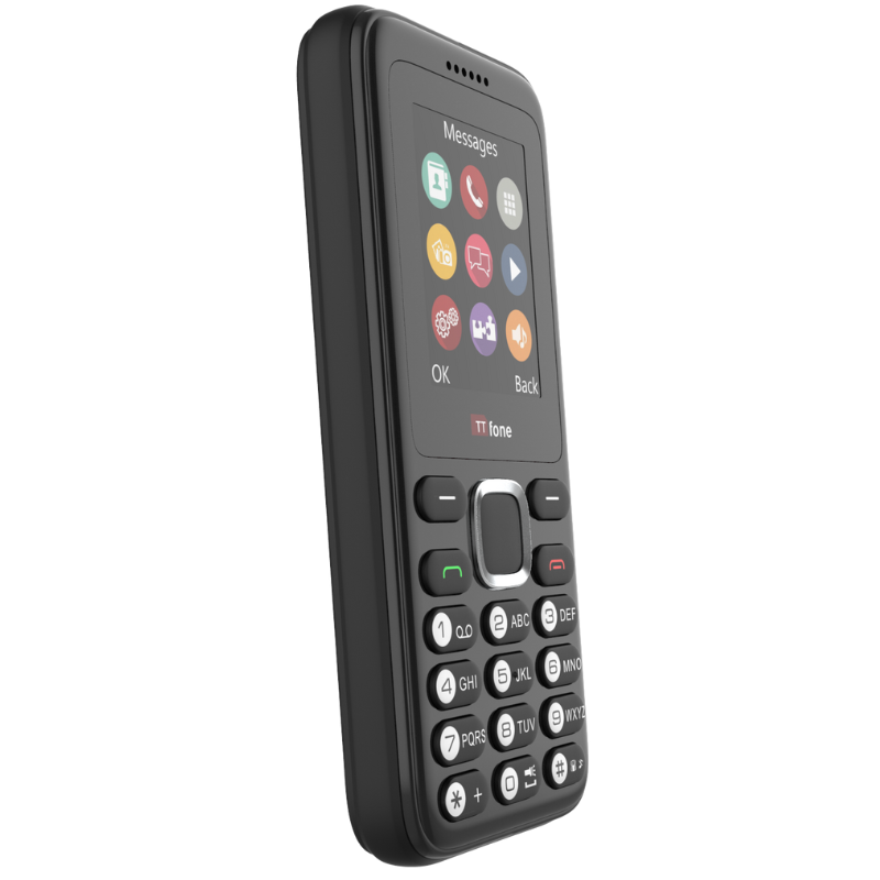 TTfone TT150 Black Warehouse Deals - Dual SIM Mobile with Mains Charger, Vodafone Pay As You Go