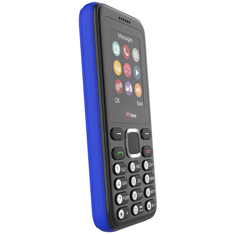 TTfone TT150 Blue Dual SIM Mobile with USB Cable, Vodafone Pay As You Go