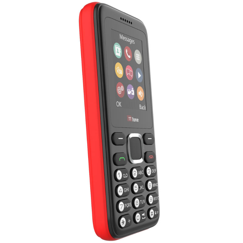 TTfone TT150 Red Dual SIM Mobile with USB Cable, O2 Pay As You Go