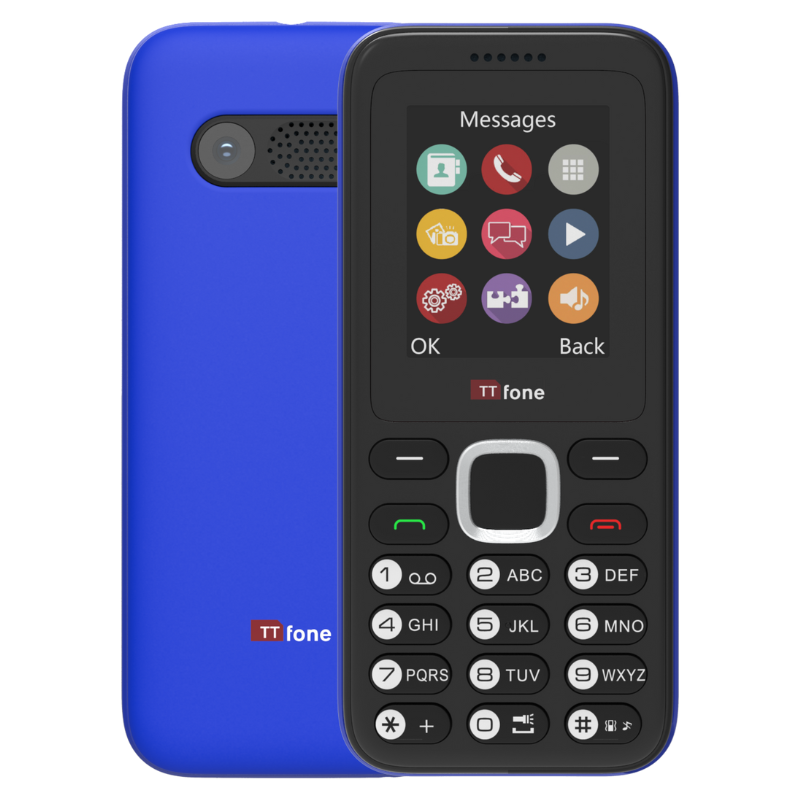 TTfone TT150 Blue Dual SIM with Mains Charger, Giff Gaff Pay As You Go