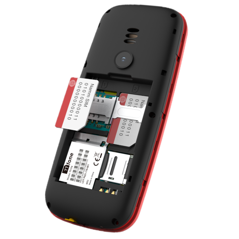 TTfone TT170 Red Dual SIM with USB Cable, Giff Gaff Pay As You Go