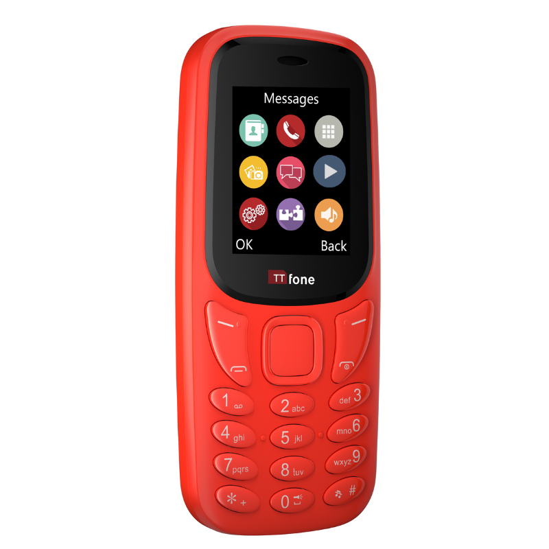 TTfone TT170 Red Dual SIM with USB Cable, Giff Gaff Pay As You Go
