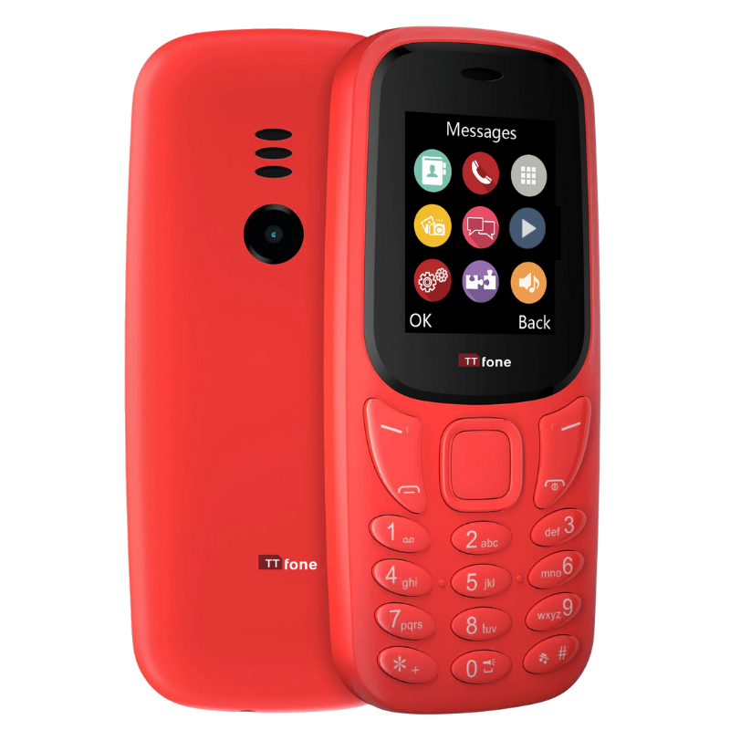 TTfone TT170 Red Dual SIM mobile - Warehouse Deals with Mains Charger