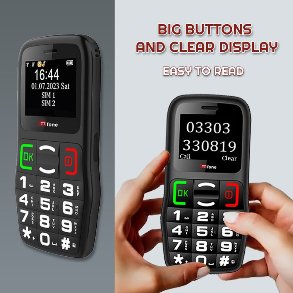 TTfone TT220 Big Button Mobile with Mains Charger, O2 Pay As You Go