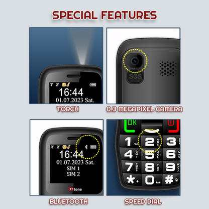 TTfone TT220 Big Button Mobile with Mains Charger, O2 Pay As You Go