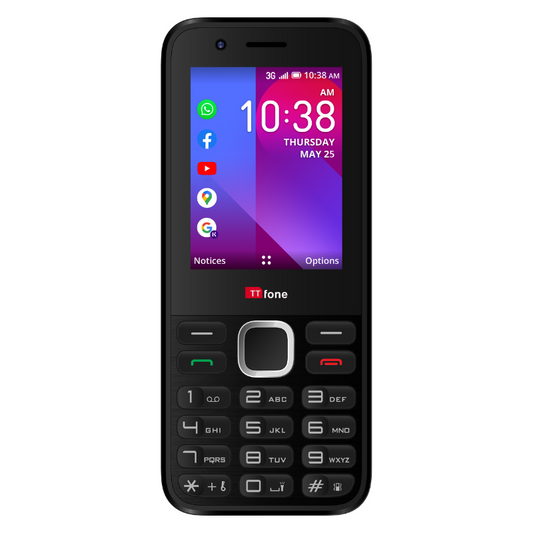 TTfone TT240 Simple Easy to use Whatsapp Mobile Phone with USB Cable and Giff Gaff Pay As You Go Sim Card