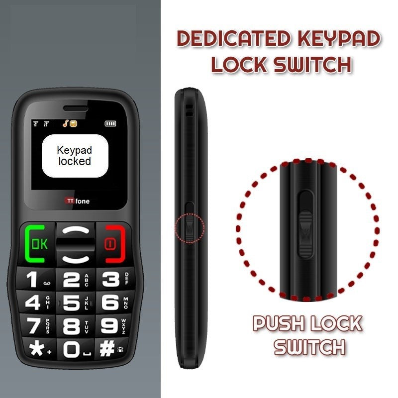 TTfone TT220 mobile with keypad lock switch