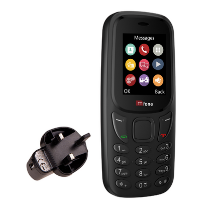TTfone TT170 Black Dual SIM mobile - Warehouse Deals with Mains Charger, Vodafone Pay As You Go