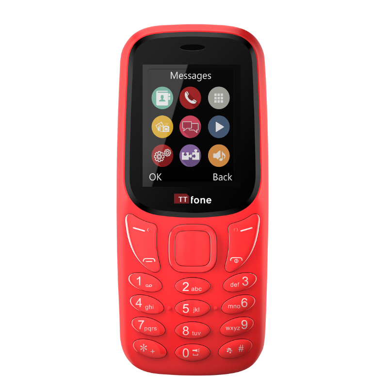 TTfone TT170 Red Dual SIM mobile - Warehouse Deals with USB Cable, O2 Pay As You Go