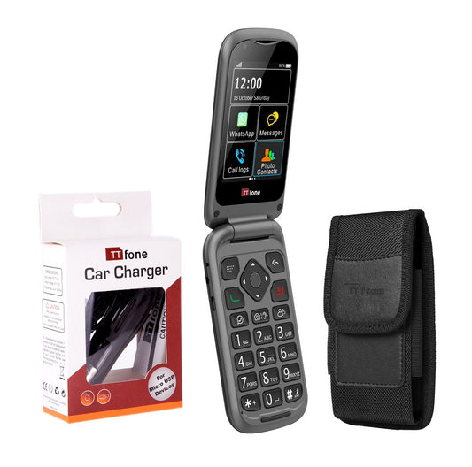 TTfone TT970 Mobile Phone Bundle with Case and Car Charger