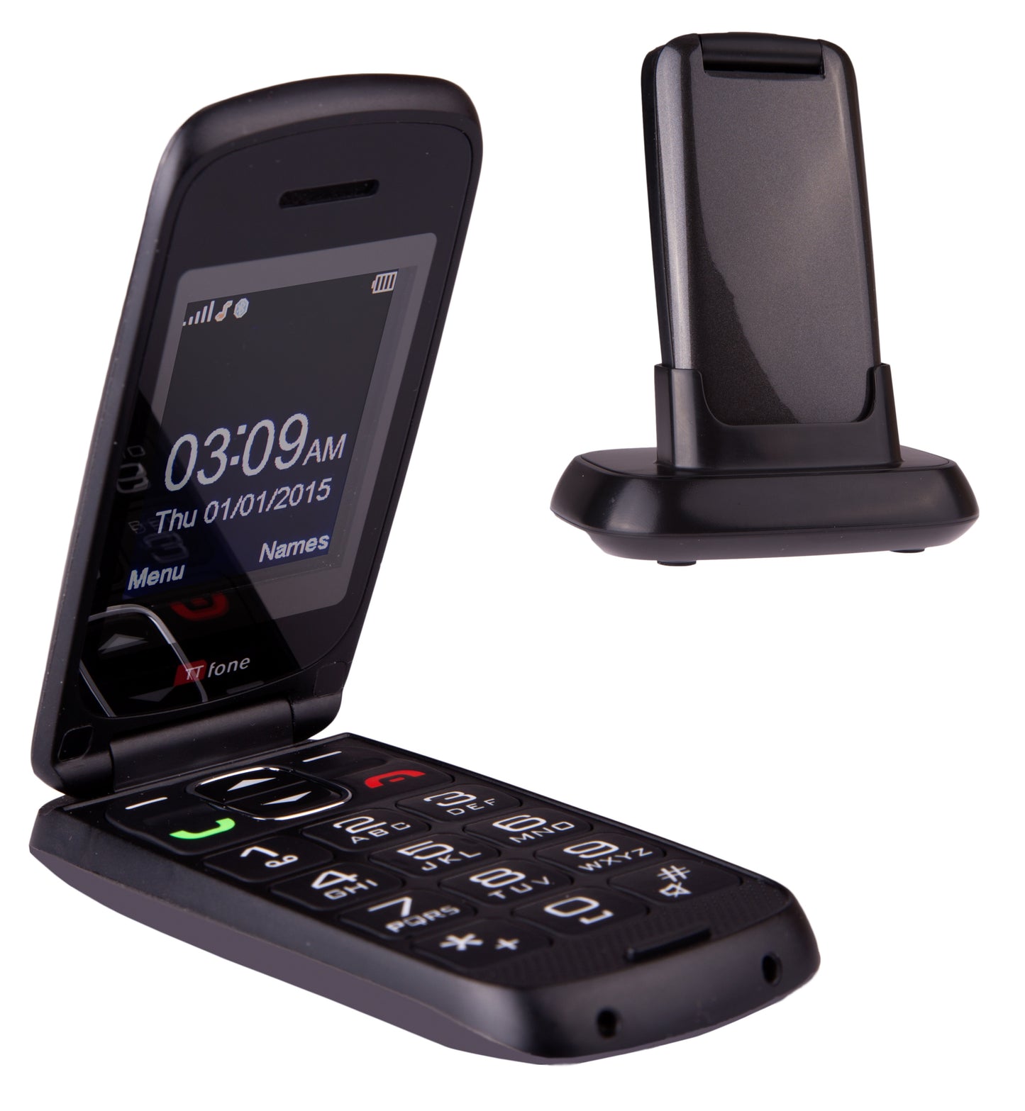 TTfone Star TT300 Grey Flip Big Button Simple Easy to Use Unlocked Mobile Phone