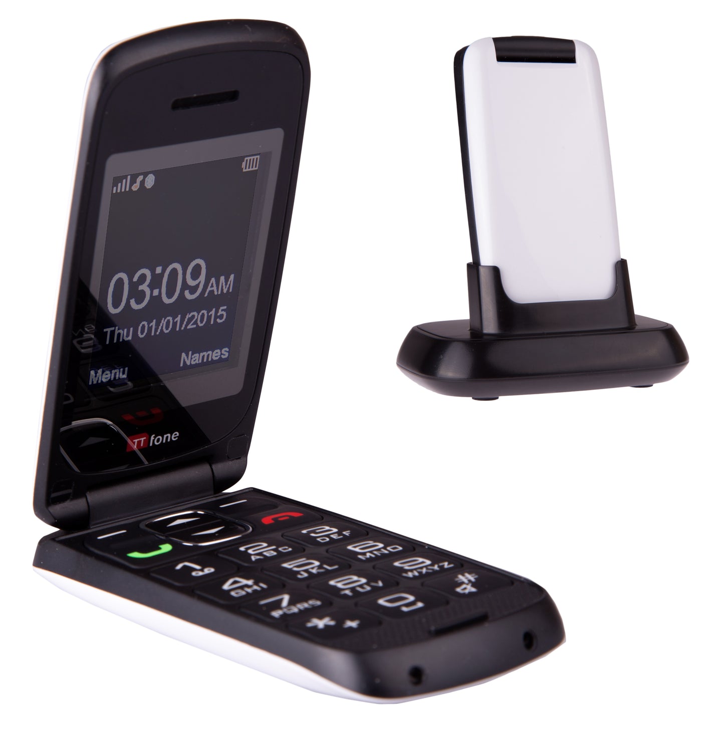 TTfone Star TT300 White Flip Big Button Simple Easy to Use Unlocked Mobile Phone